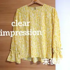 【未使用】clear impression muse　花柄 長袖　ブラウス　黄色のサムネイル