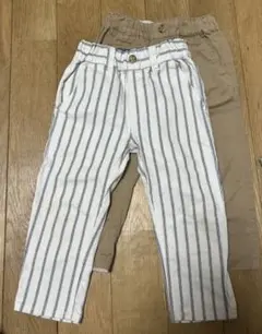 ストライプ ロングパンツ S（90〜100）２本