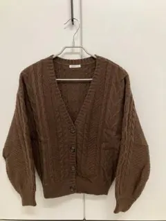 COLZA ブラウン ケーブルニット カーディガン
