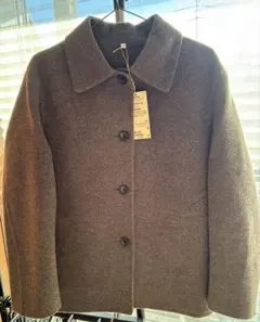 新品 無印良品 ウール混　ダブルフェイスショートコート ダークモカブラウン