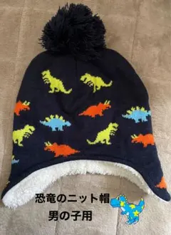 恐竜柄ニット帽 男の子用 55-57cm