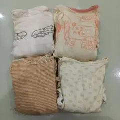 ベージュ系 ストライプ柄ロンパース 50-70 80cm 長袖　ベビー服