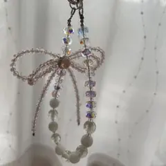 スマホ ストラップ ビーズ リボン キラキラバッグチャーム