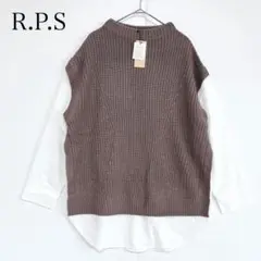 R.P.S 美品 ブラウス ニットベスト レイヤード風 ドッキング シャツ 春