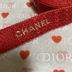 CHANEL/レッド×ゴールドロゴ✨ラッピングリボン【1m】