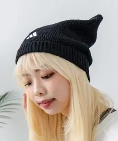 adidas 猫耳ニット帽 ブラック