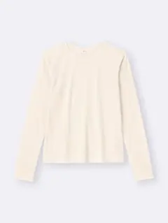 GU ソフトシアークルーネックT