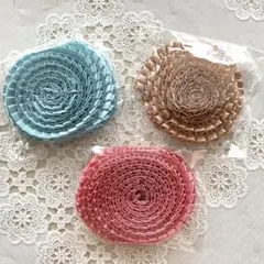 ☆ロゼット用プリーツリボン3色セット ＊16mmー90cm