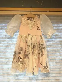 SHEIN 花柄刺繍 フリル袖ドレス