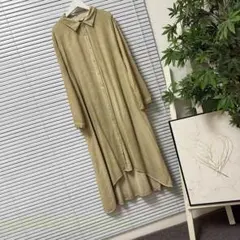 オリーブグリーン シャツワンピース 長袖