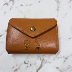 スヌーピー 三つ折り財布 ミニ財布 BROWN minimal wallet
