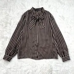 BURBERRY バーバリー ボウタイブラウス ストライプ ブラウン 40のサムネイル