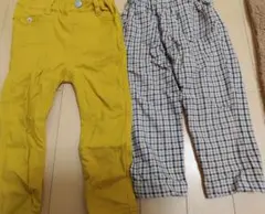 アプレレクール90cmイエローパンツとチェック柄パンツセット
