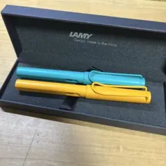 ラミー サファリ 万年筆 廃盤黒クリップ・ペン先 ブルー青 2本セット