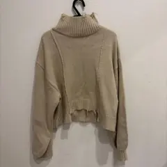 ◎美品◎ダメージ加工 ハイネック ニット ベージュ 長袖☆セール中☆