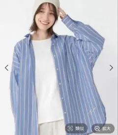 studioclip【ONKUL掲載商品】刺繍ストライプビッグシャツ