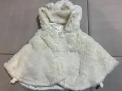 pìccoloフード付きホワイトポンチョ 70-80