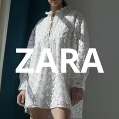 ZARA レース　刺繍　ホワイト　ワンピース　チュニック