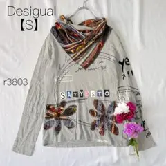 デシグアル　ロングスリーブTシャツ 花柄アップリケ　ペイズリー柄　【S】