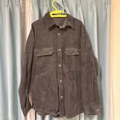 GU グレー コーデュロイ 長袖シャツ