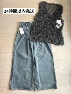 【タグ付き新品】EDWIN TUCK WIDE デニムパンツライトブルー　ベストのサムネイル