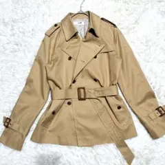23区 ショート トレンチコート ベージュ 40 L ベルト付き ダブル