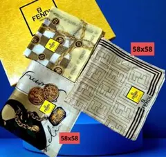 未使用 FENDI.大型ハンカチ シルクコットンハンカチーフ.スカーフ膝掛け