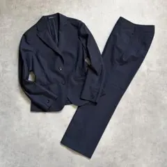 vintage セットアップ シングルブレスト 2B スーツ 細身 濃紺