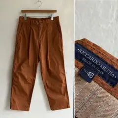 イタリア製 RICCARDO METHA コットン タックパンツ 46