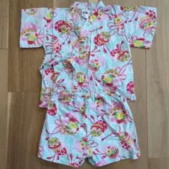 女の子 鞠と花柄の甚平 90cm