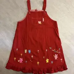 ミキハウス　ホットビスケッツ　ジャンバースカート 100cm 赤