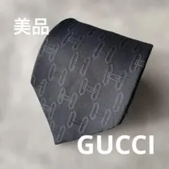 【ネクタイ】現行GUCCI グッチ　ブラック G柄　シルク　美品