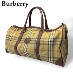 美品 Burberry ボストンバッグ ノバチェック シャドーホース PVC