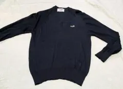 Crocodile Vネック ニット セーター ネイビー L