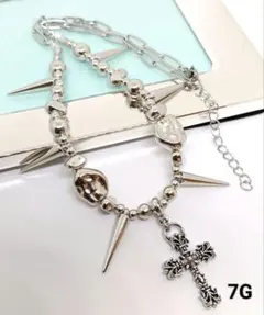クロスネックレス 7G　十字架　スパイク　アメカジ　パンク　ロック　ストリート系