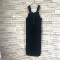 ISOOK アイスー ジャンパースカート ジャンスカ　サロペット 綿100 黒