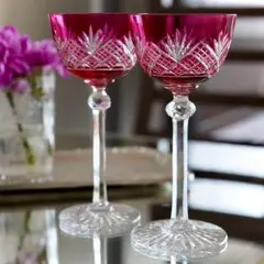 希少オールドバカラBACCARAT★R251/ドゥエ 金赤★ワイングラス★ペア