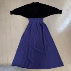 FRAY I.D ウールカシミアバイカラーワンピース パープル×ブラック