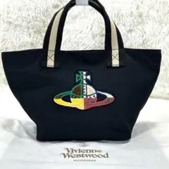 【美品】ヴィヴィアンウエストウッド クォーターオーブ ミニトートバッグ 黒