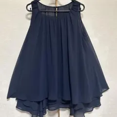Stola☆ストラ☆ノースリーブフレアチュニック☆濃紺☆素敵な裾フリル❤️のサムネイル