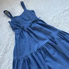 axes femme POETIQUE レースアップ　デニムキャミワンピース