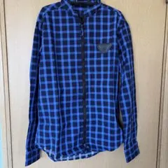 美品　ARMANI JEANS フルジップチェックジャケット　ワッペンロゴ　Mのサムネイル