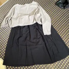 黒のフレアースカート、麻混