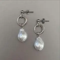 パール　ドロップ　ロープ　シルバー　上品　大粒