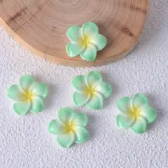 P1074小(2個)ネイルパーツ 緑 プルメリア ハイビスカス ギャル 夏 花