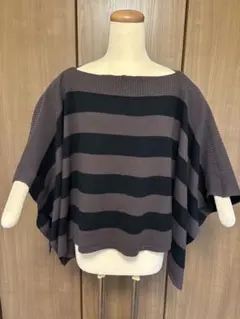 LIFE Gold Lab ストライプポンチョニット