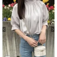 GRL ハイネックサテンブラウス　al39