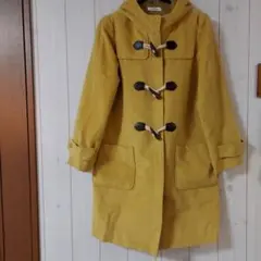 最終価格ダッフルコート　イエロー系マスタード ダッフルコート フード付き