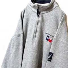 ノーティカ テキサスCOMM刺繍 ハーフジップスウェットグレー灰色XL古着