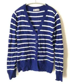 しまむら カーディガン ニット ブルー ボーダー 青 Mサイズ